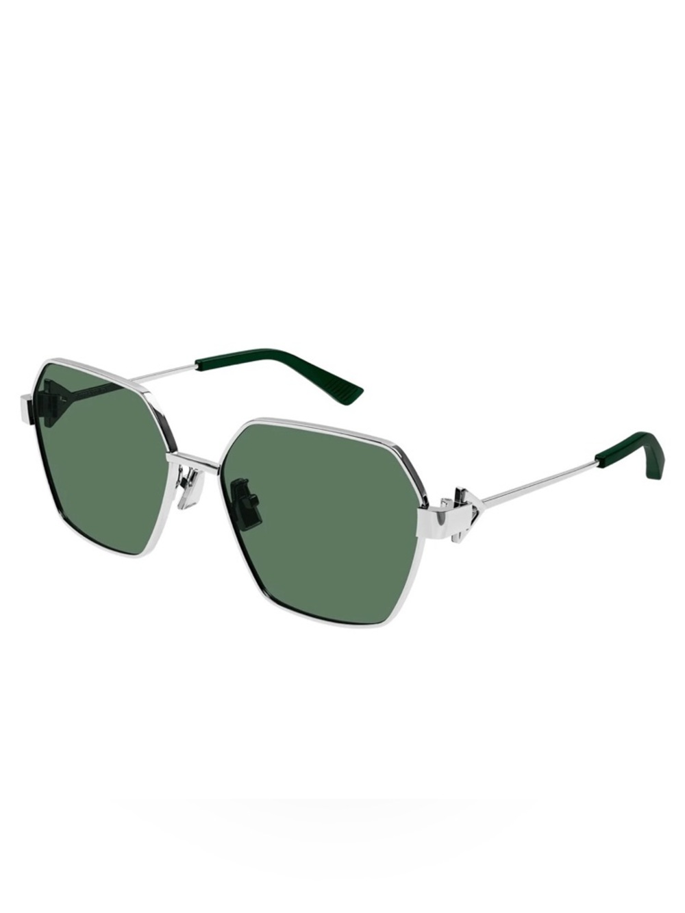 Bottega Veneta New Classic Geometric Sunglasses Green & Silver BV1224S Unisex